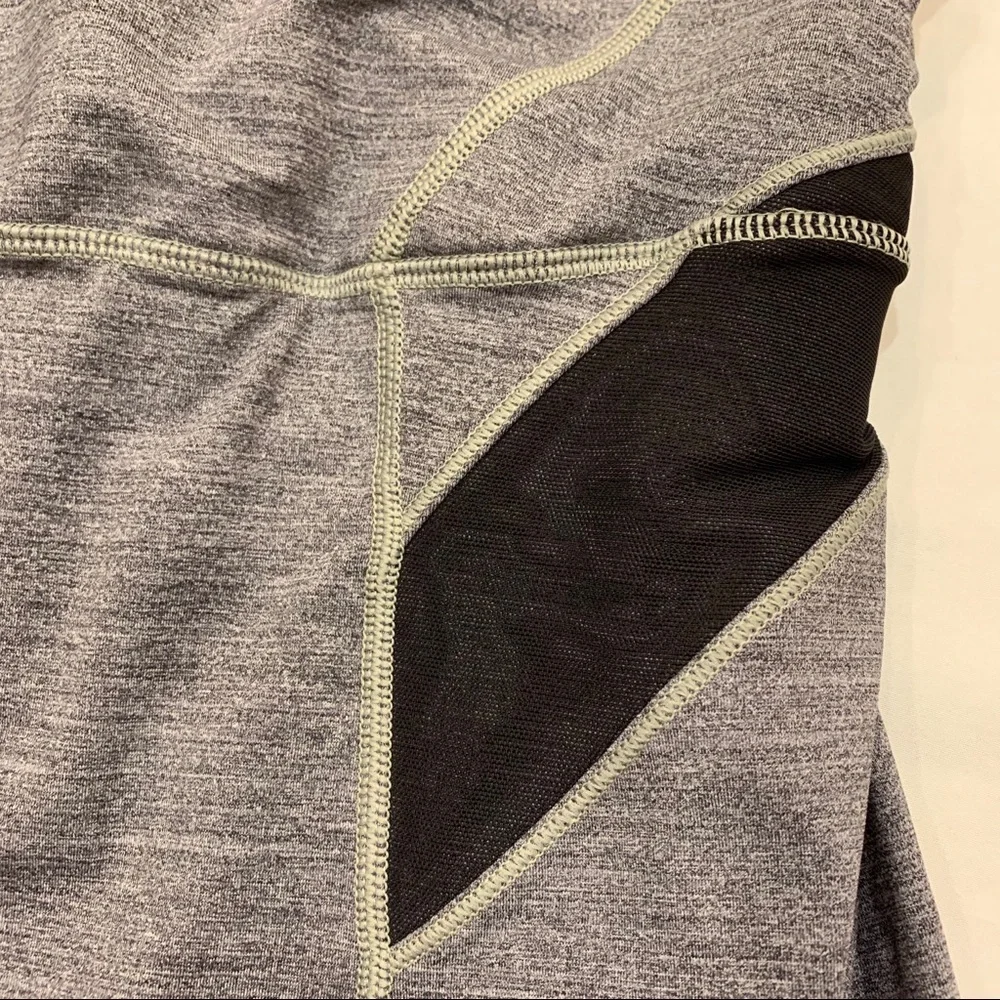 Lululemon Strap It Like It’s Hot Tank Gray Black Mesh Criss Cross Back Size 4